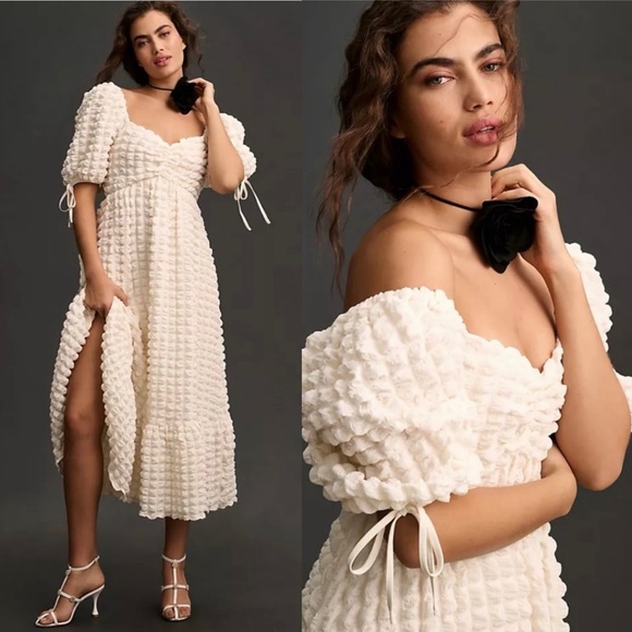 Endless Rose Textured Maxi Dress Ivory Size 1X - Picture 2 of 6